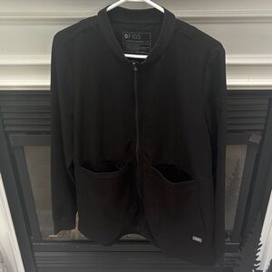 Figs Black Zip-Up Sweater